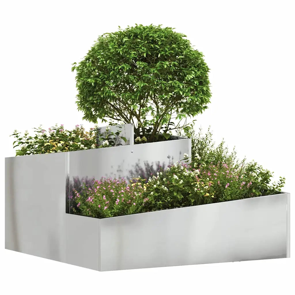 Fioriere | Cassetta per fiori | Vaso da giardino Argento 80 x 80 x 50 cm Acciaio zincato