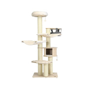 Tiragraffi 75 x 56 x 197 cm con trespolo e comode amache design moderno in peluche beige 20_0020147