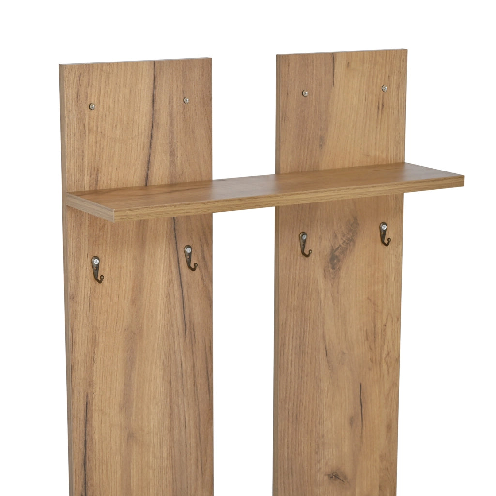 Mobile da ingresso 140x35x133 cm con panca; scarpiera e specchio in truciolato naturale