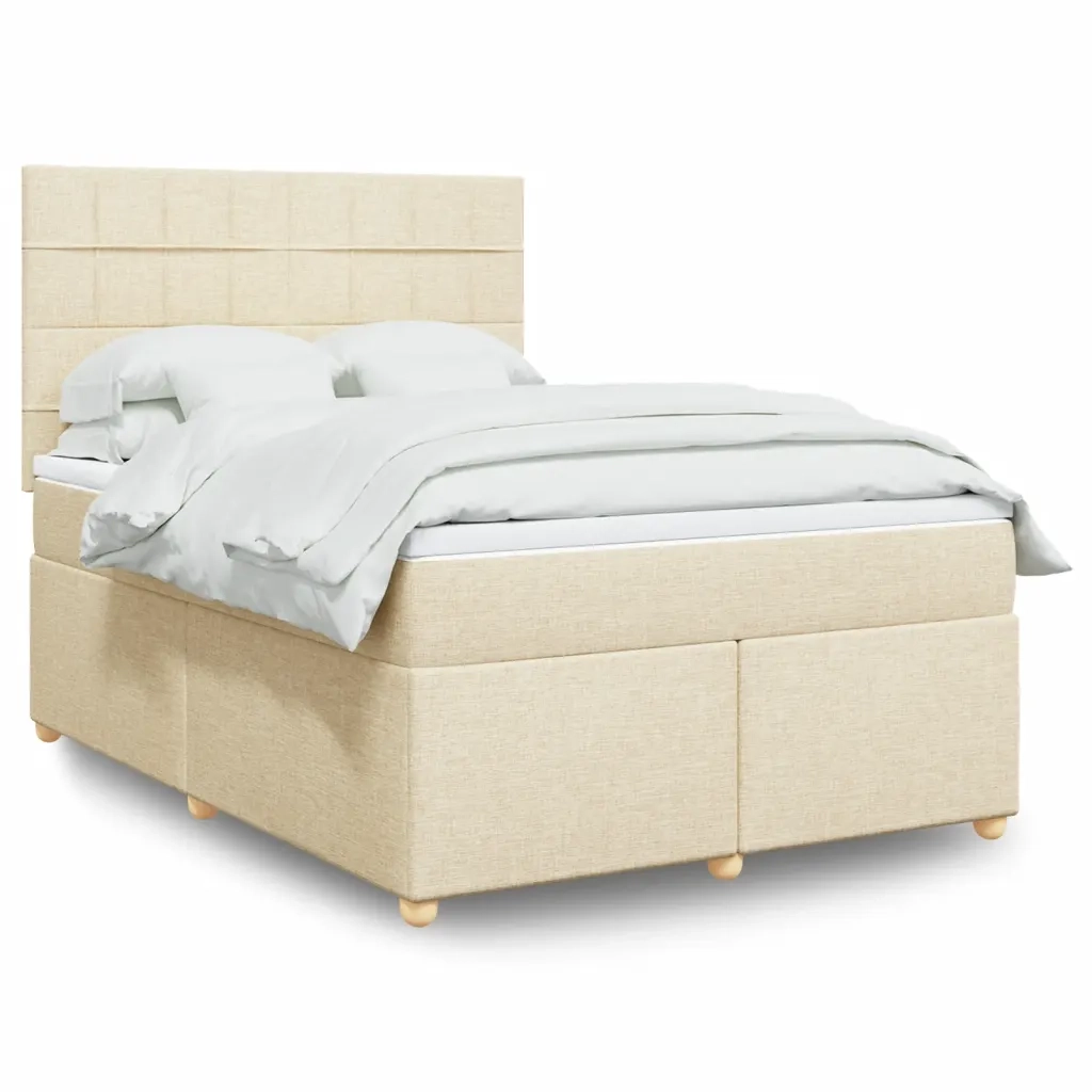 Giroletto a Molle con Materasso Crema 140x200 cm in Tessuto 3291308