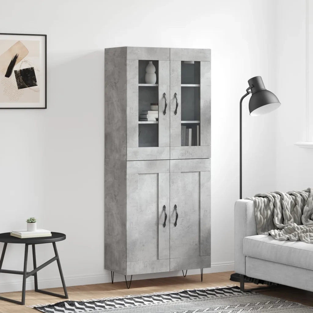 Credenza Grigio Cemento 69,5x34x180 cm in Legno Multistrato 3198373