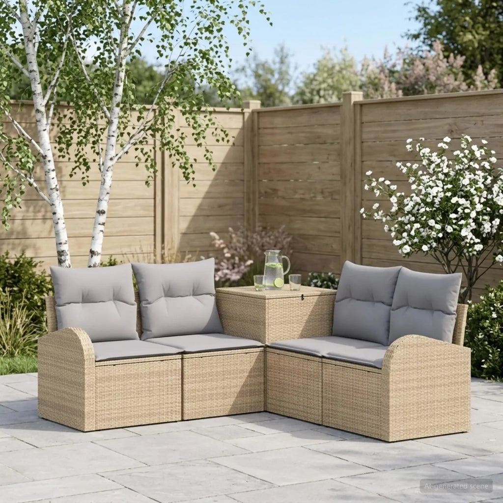 Set di divani 5 pz Beige e Grigio Chiaro 3447783
