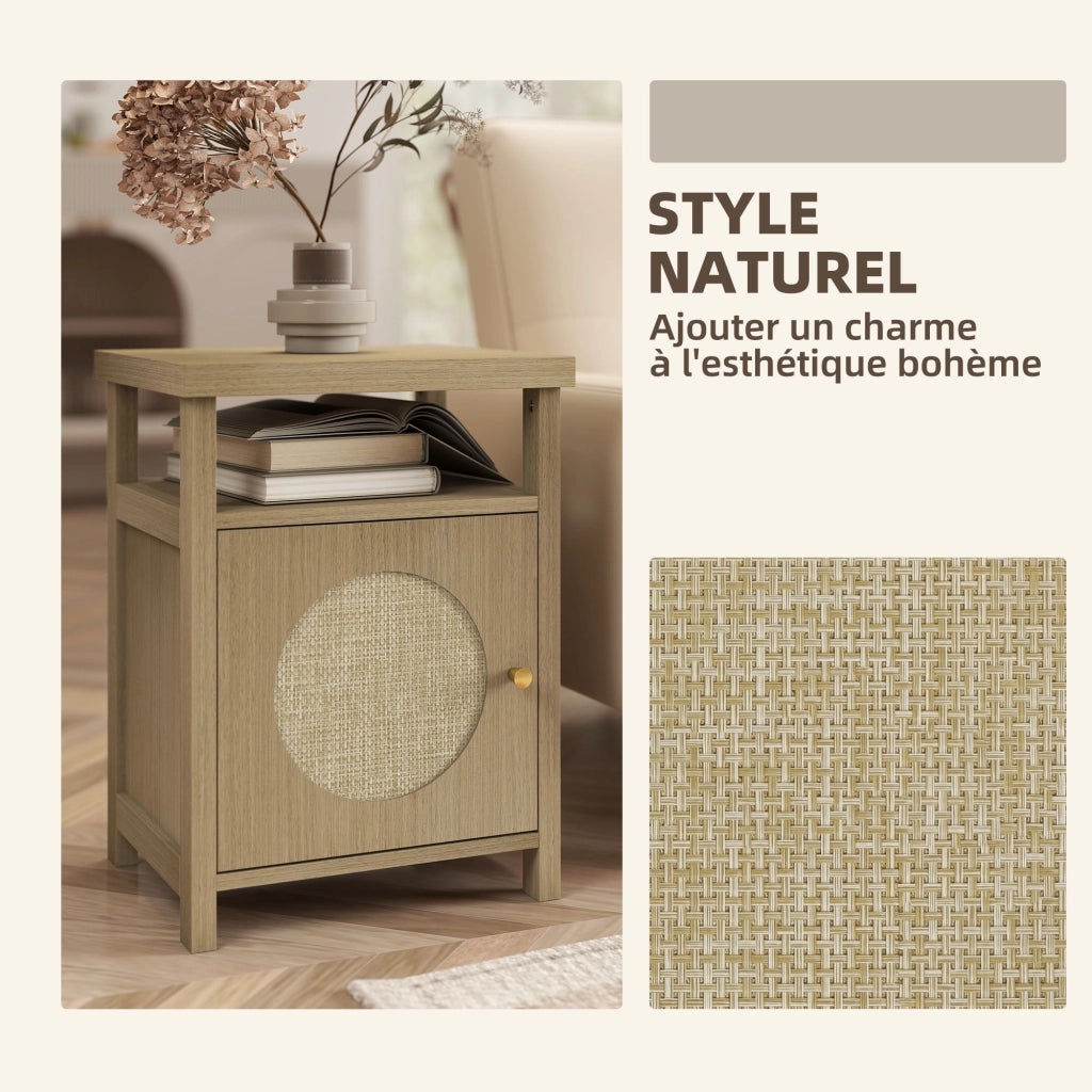 Set 2 Comodini Stretti ¨C Xylo ¨C Rattan Naturale con Cassetto 40x35x55cm