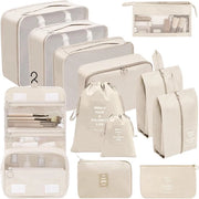 Set di Organizzatori per Borse - Set di Cubi di Peso - 12 Pezzi - Beige