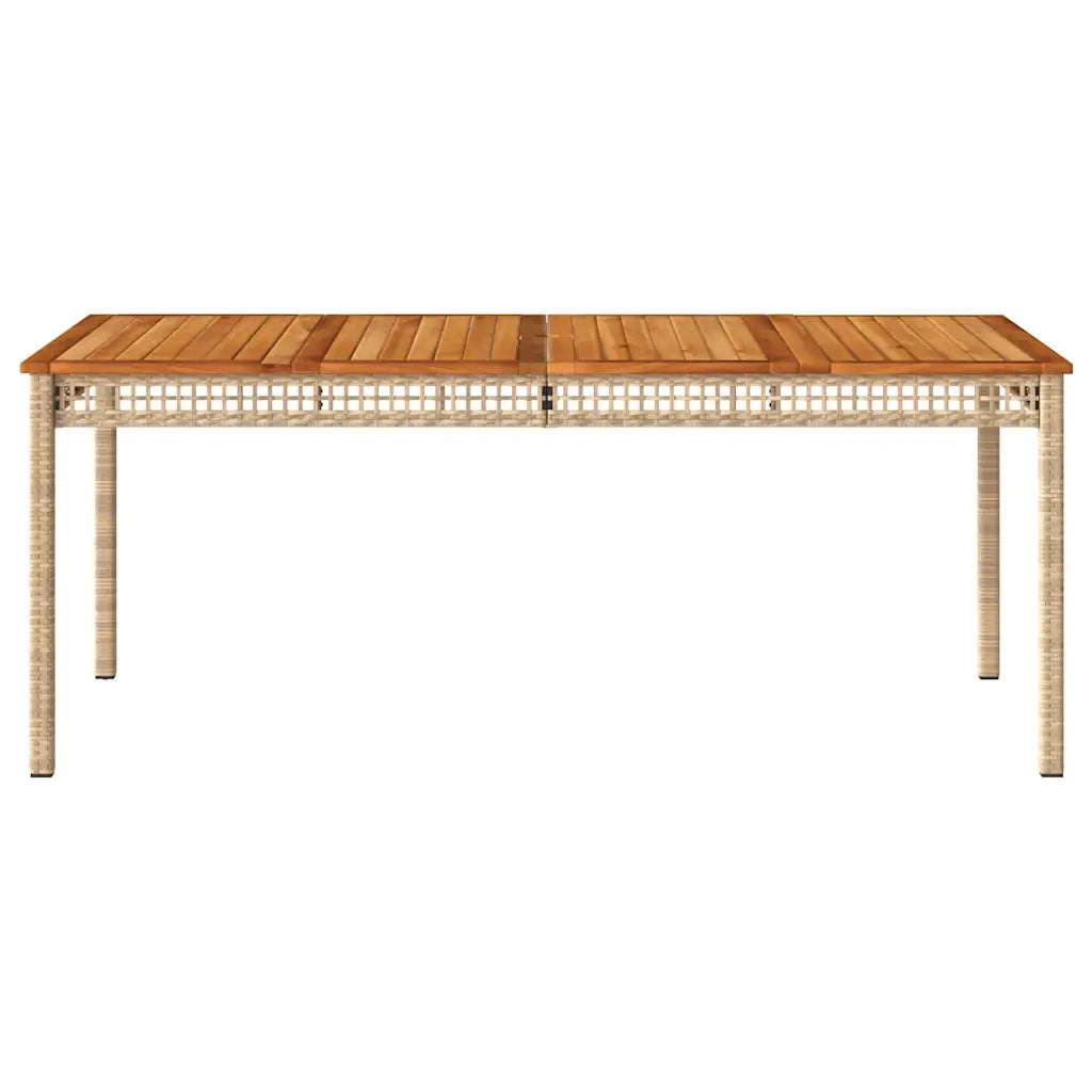 Tavolo da Giardino Beige 180x90x75 cm Polyrattan e Legno Acacia 366281