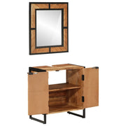 Set Mobili da Bagno 2 pz in Ferro e Legno Massello di Acacia 3217119