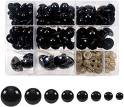 Vestiti di Sicurezza per Cuscini 150 Pezzi - Nero Plastico - Vestiti per Cuscini - Materiale di Rimpiazzo per Cuscini - Vestiti di Sicurezza per Cuscini - Dimensioni 14-40 mm