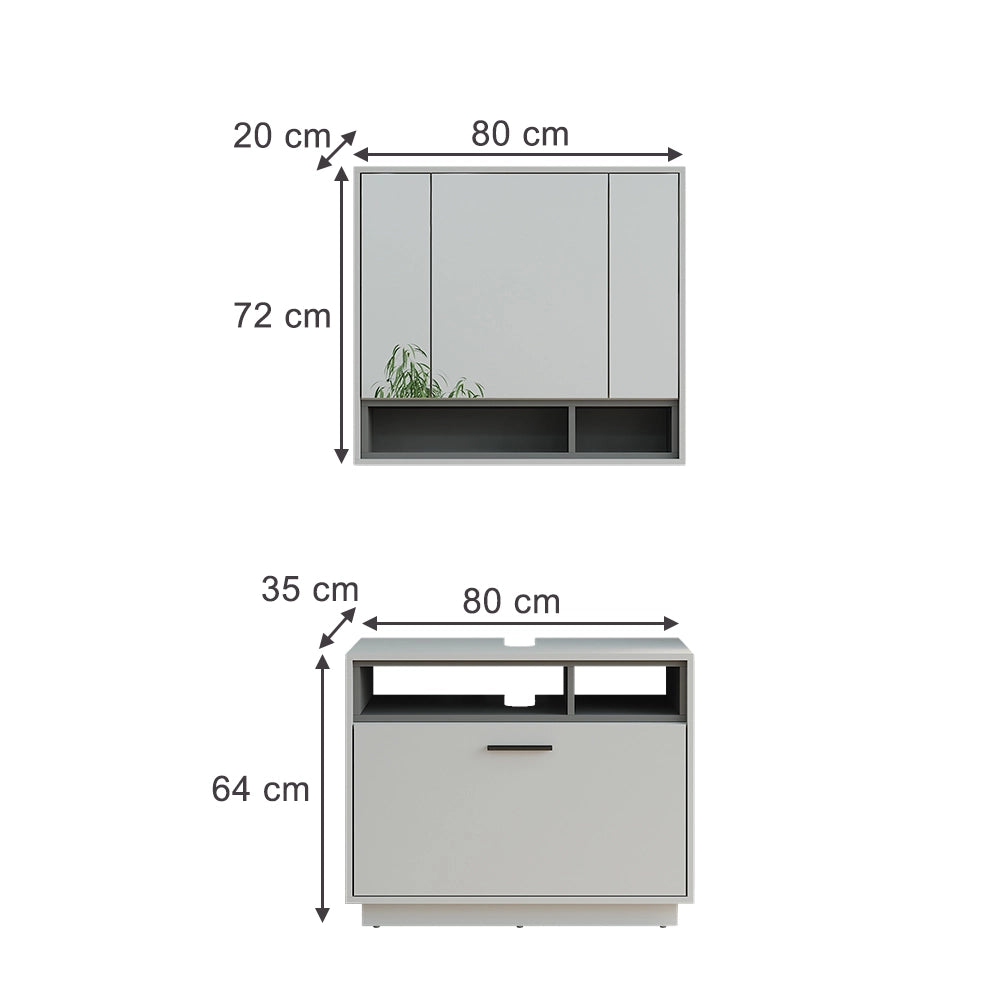 Vicco Set di mobili da bagno Grigio/antracite 2 parti