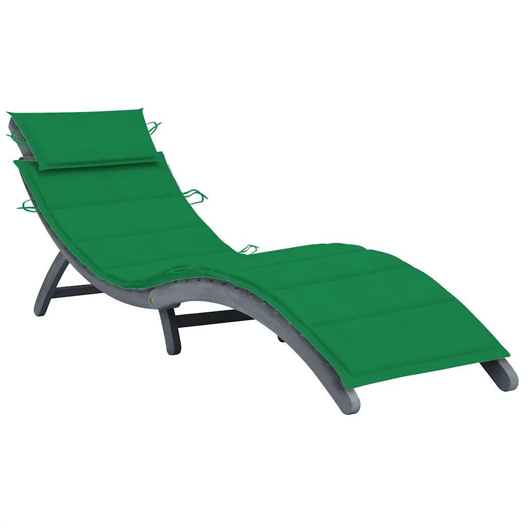 Sdraio con Cuscino Grigia in Legno Massello di Acacia cod mxl 75986