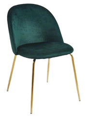 POLTRONA IN VELLUTO VERDE CON PIEDI IN METALLO COLOR ORO DIMENSIONI 42X53,5X86,5H CM