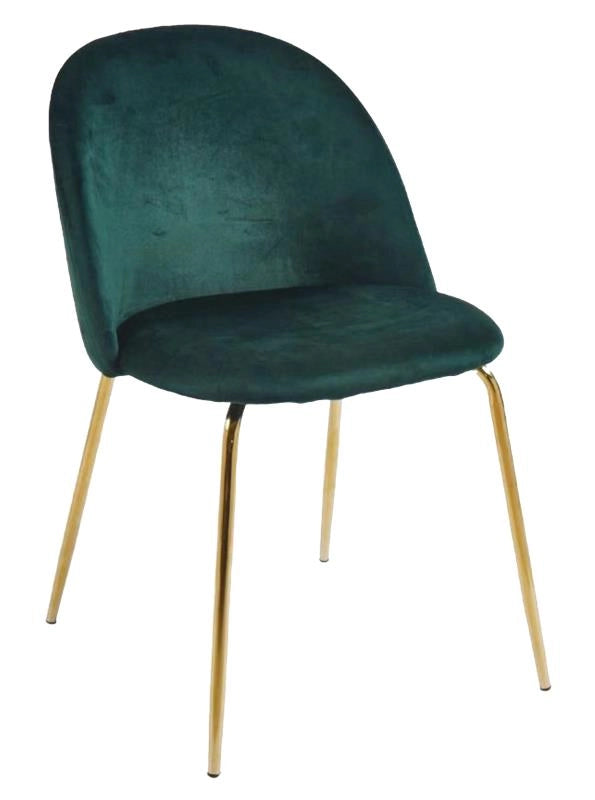 POLTRONA IN VELLUTO VERDE CON PIEDI IN METALLO COLOR ORO DIMENSIONI 42X53,5X86,5H CM