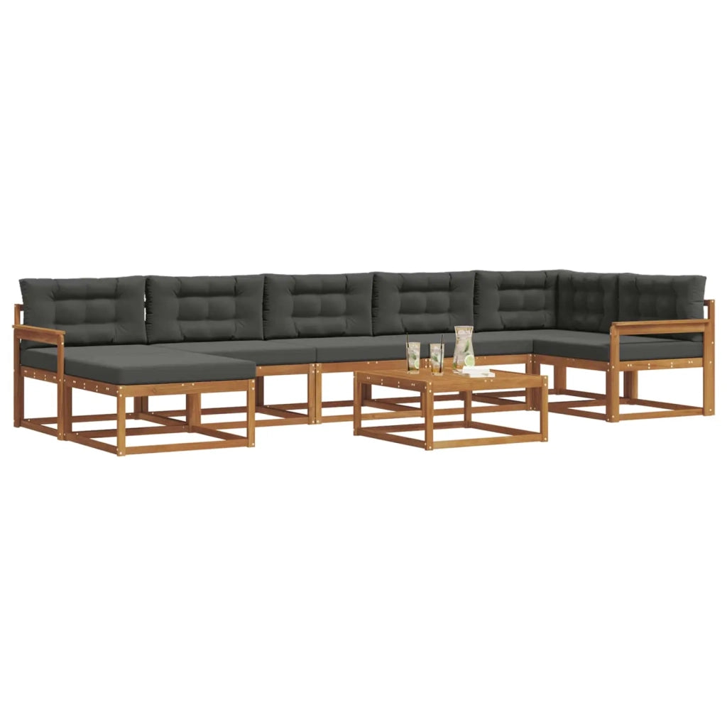 Set di divani da esterno con cuscino 8 pcs Naturale e Antracite 3367920
