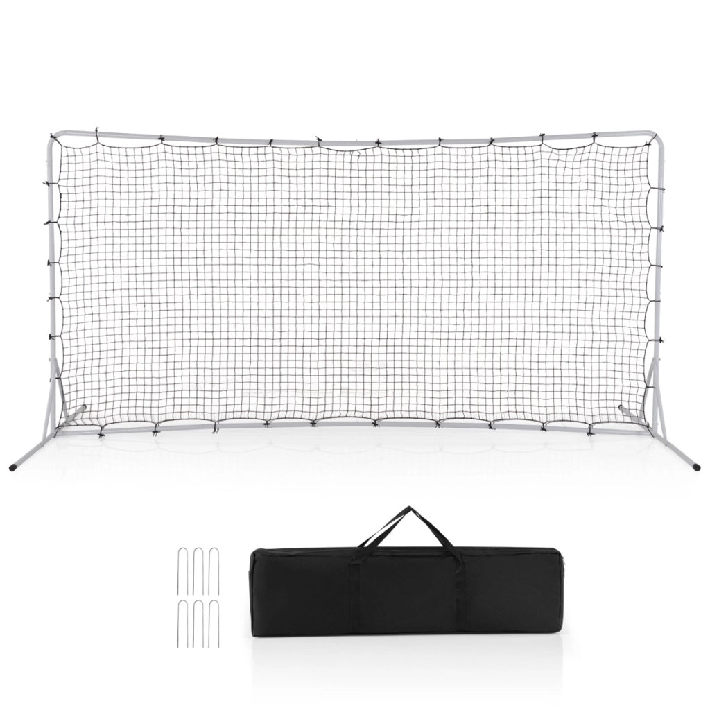 Reti da calcio rimbalzanti 372,5x182,5cm, Set di attrezzature da calcio con rete resistente alle intemperie Bianco-Ricreazione outdoor