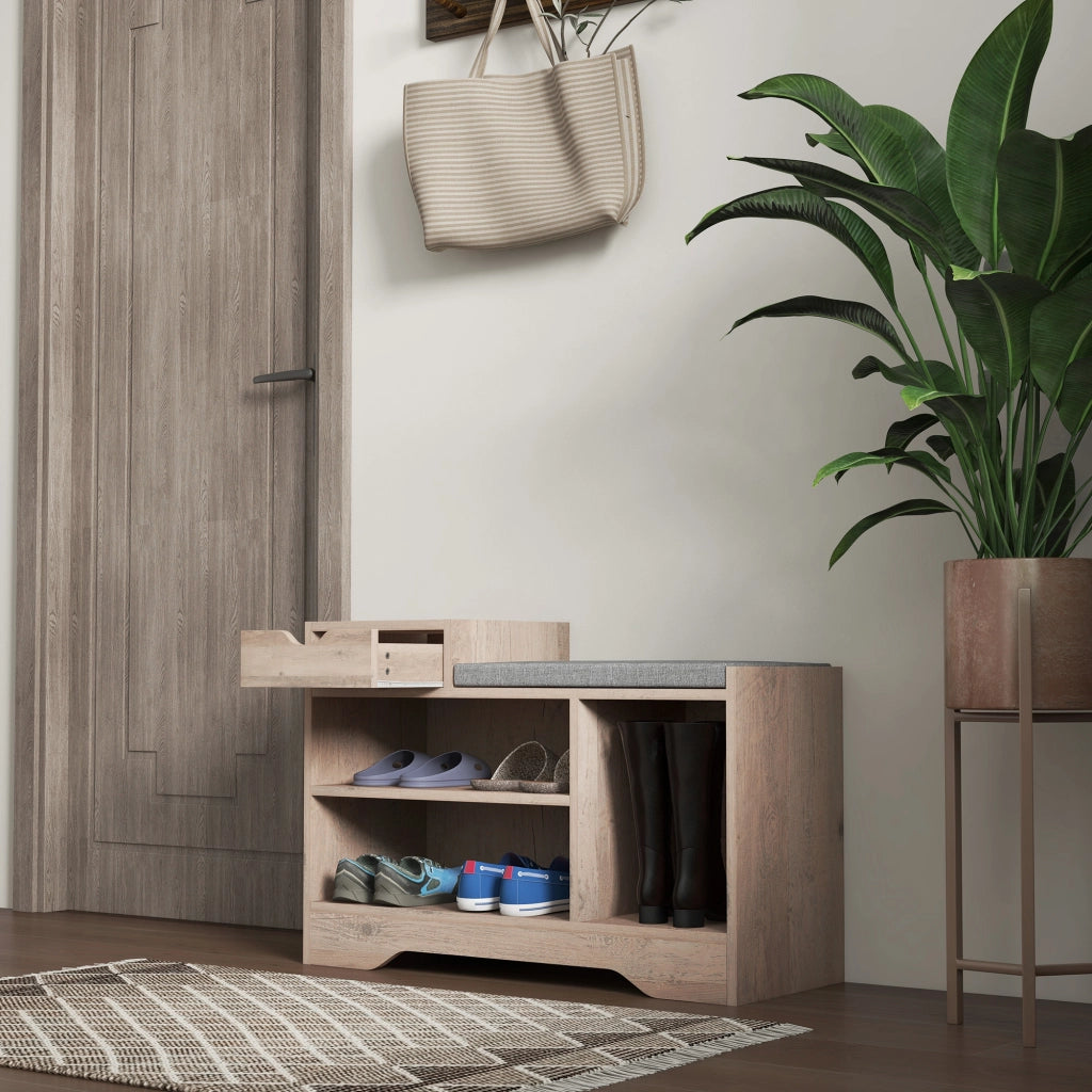 Scarpiera con cassetto e 3 scomparti ¨C zephmum ¨C 76.5x30x52 cm grigio