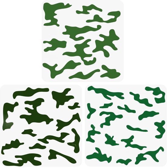 Schemi di verniciatura riutilizzabili - Camo/Schemi - 3 pezzi - 30x30cm - Materiale PET - Disegni di mimetizzazione