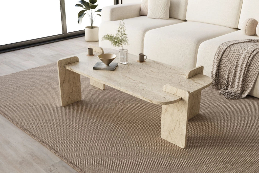 Tavolino in legno "Lovge" 120 x 60 x 35 cm - Travertino