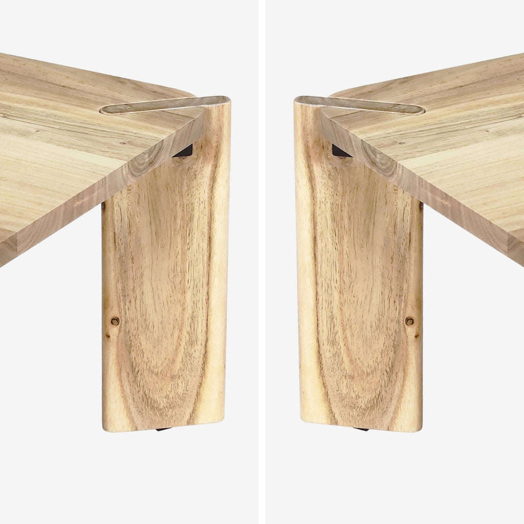 Tavolino esotico quadrato in legno massello, 80cm, marrone naturale