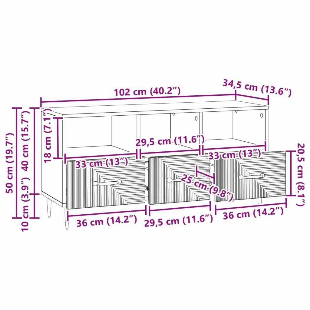 Mobile TV Rovere Fumo 102 x 34,5 x 50 cm Legno ingegnerizzato