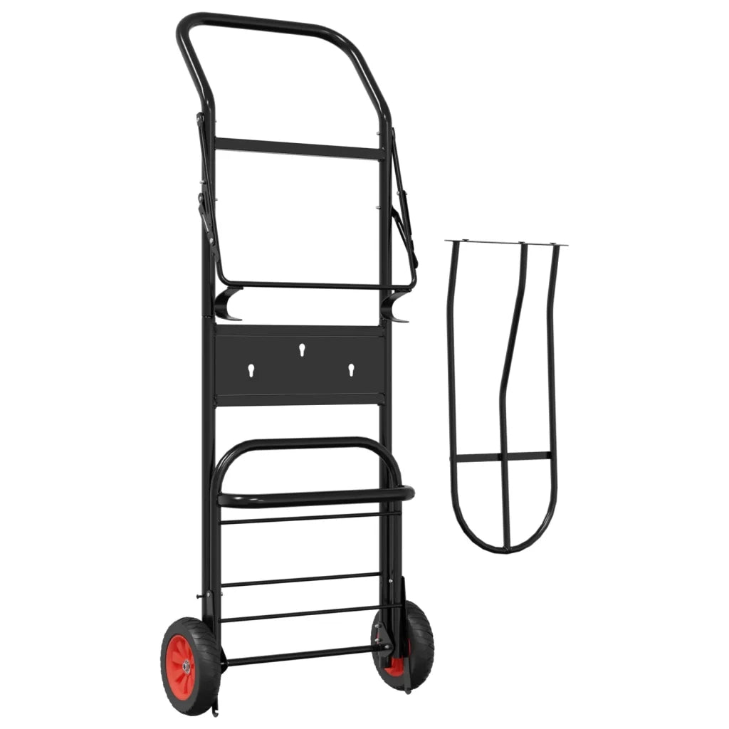 Carrello da Sella Pieghevole Nero in Acciaio 172502