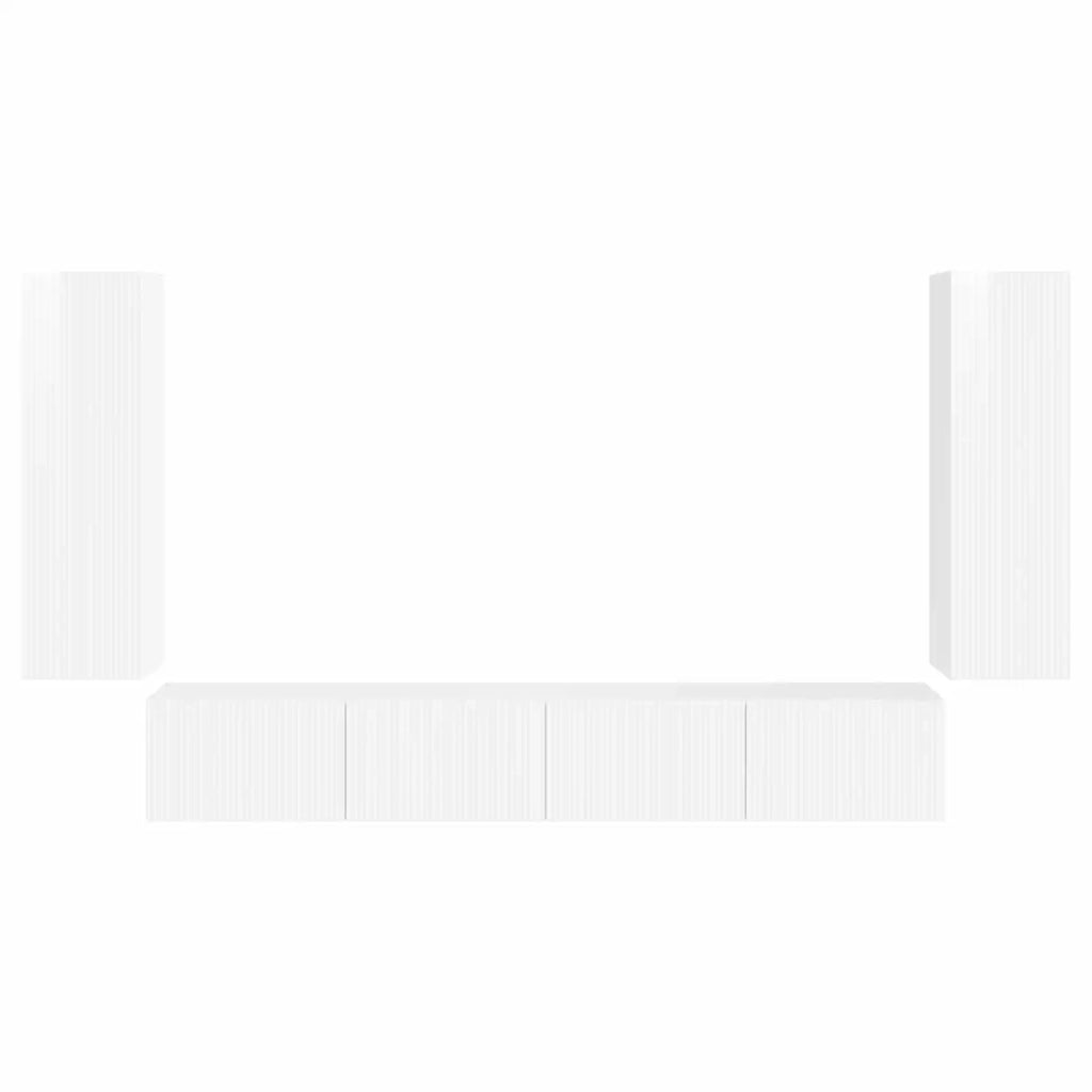 Set di Mobiletto da TV a Parete 4 pcs Bianco Lucido 3408929