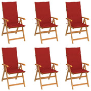 Sedie da Giardino 6 pz con Cuscini Rossi  Massello di Teak cod mxl 7234