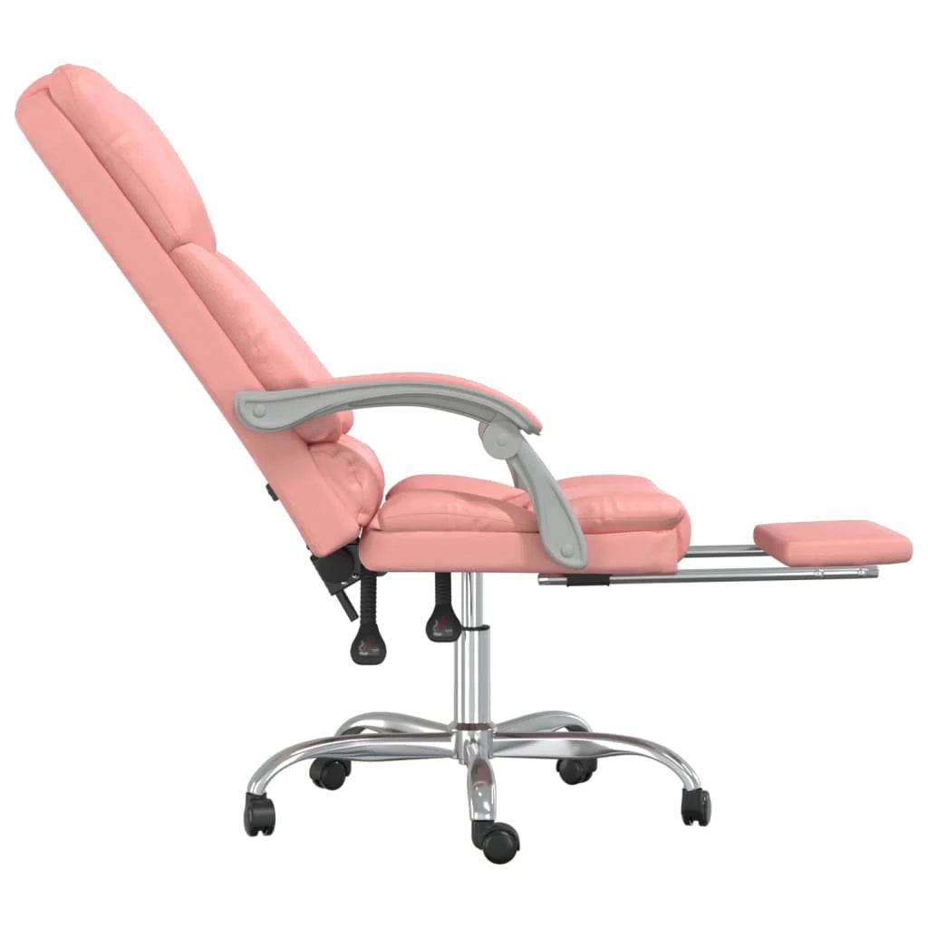 Poltrona da ufficio/studio reclinabile in similpelle rosa per massaggi 02_0025391