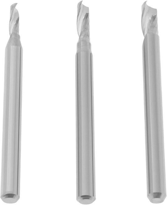 Tre strumenti per taglio a spirale in acciaio carburo di tungsteno - adatti per MDF/PVC/Acrilico - dimensioni 2/2,5/3,17mm
