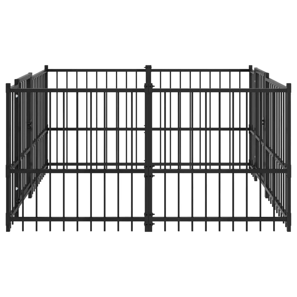 Recinto per cani all'aperto Nero 192 x 192 x 100 cm Acciaio 3467734