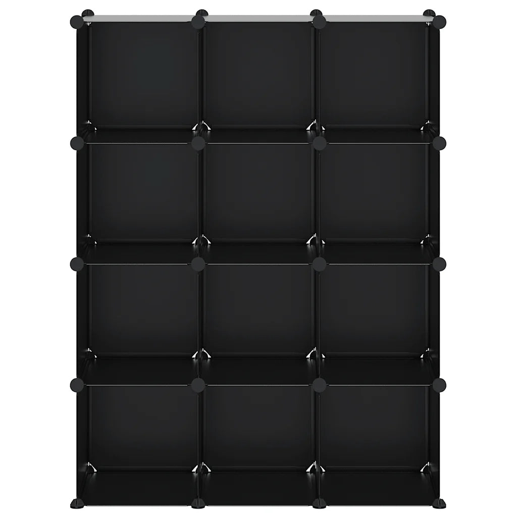 Organizzatore Portaoggetti con 12 Cubi Nero in PP 340546
