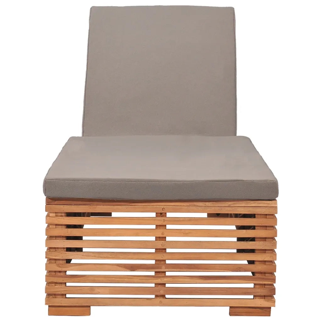 Lettino Prendisole con Cuscino Grigio Scuro in Legno di Teak 316038