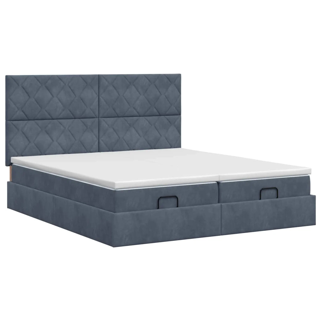 Letto ottomano con materasso 2 pz Grigio Scuro Velluto 3457927