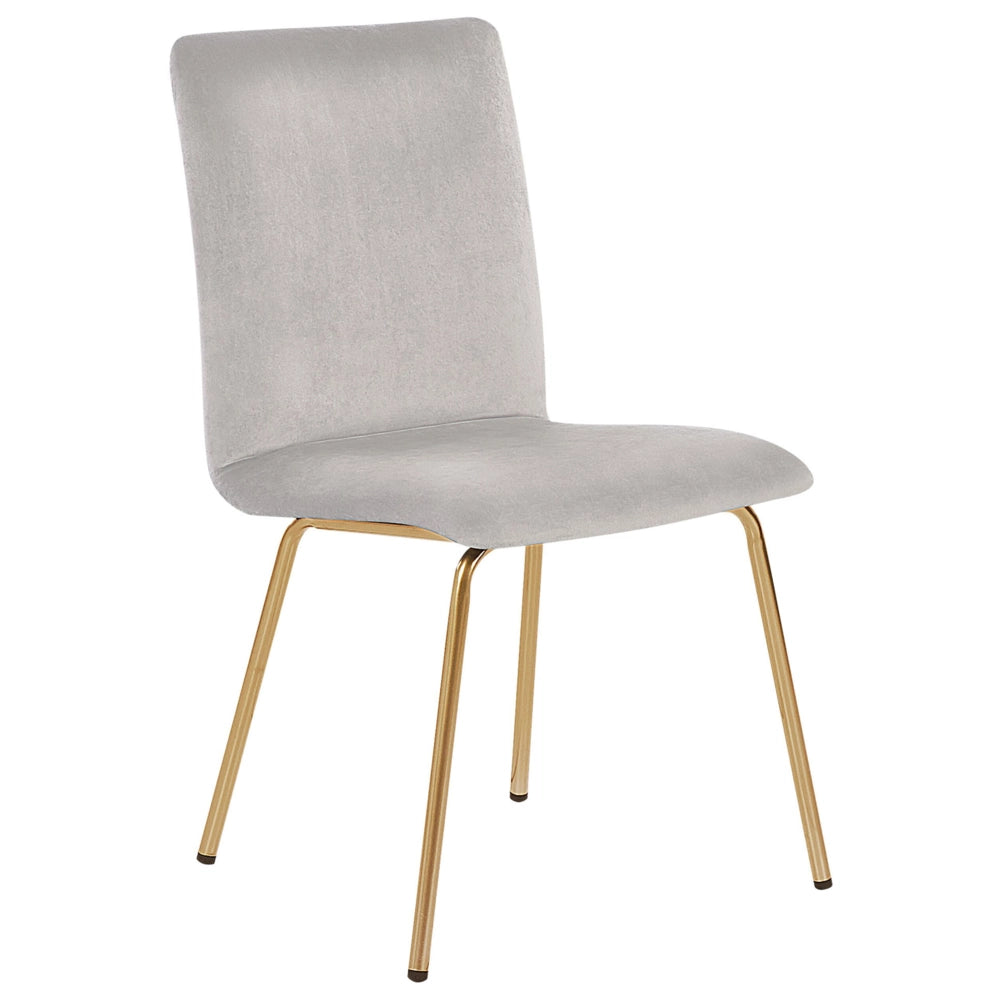 Set di 2 sedie da pranzo in velluto grigio gambe in metallo dorato senza braccioli Retro Glam