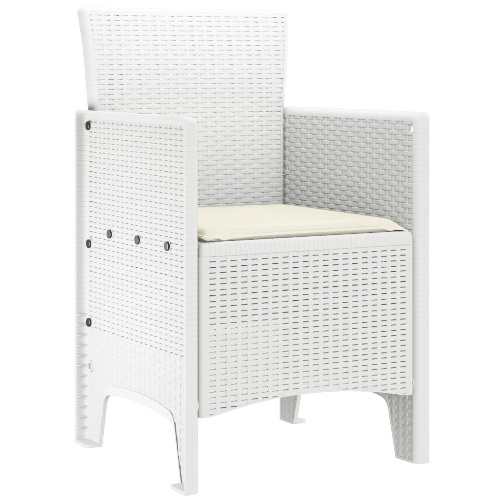 Sedie da Giardino con Cuscini 4 pcs Bianche Polyrattan