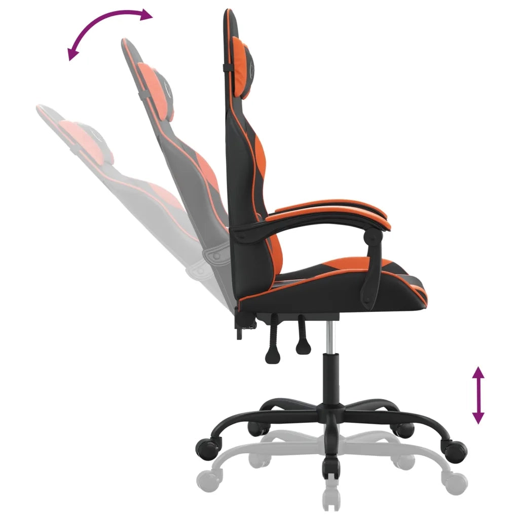 Sedia da Gaming Girevole Nero e Arancione in Similpelle cod mxl 68960
