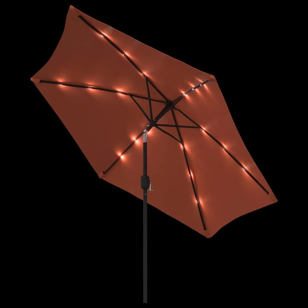 Ombrellone da esterno con LED e palo in acciaio arancione da 300 cm 02_0008178