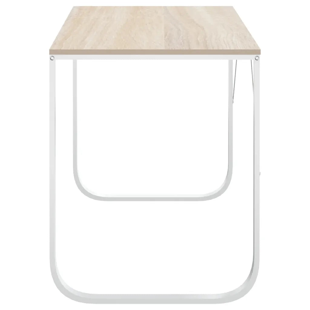 Scrivania Computer Bianca e Rovere 110x60x73 Legno Multistrato 30202