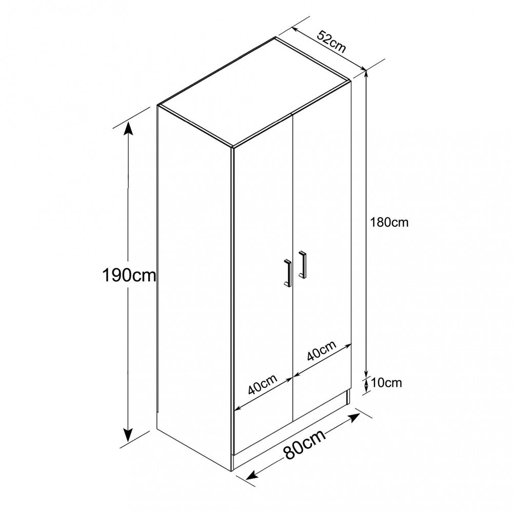 Armadio 2 Ante 80x52x180 h cm in Truciolare bilaminato Marrone