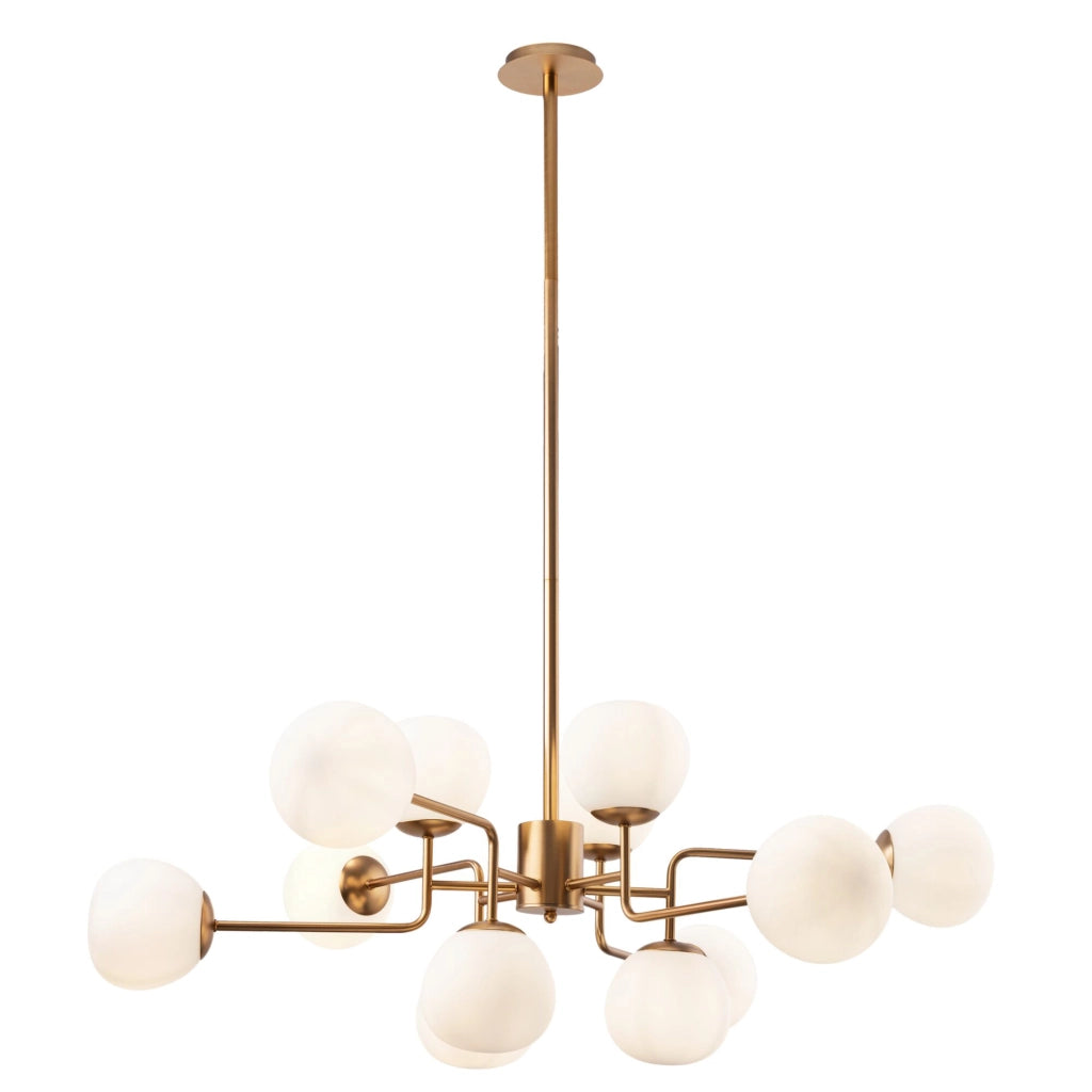 Maytoni Lampadario Sospensione Erich 12 luci E14 oro rosa metallo diffusore vetro