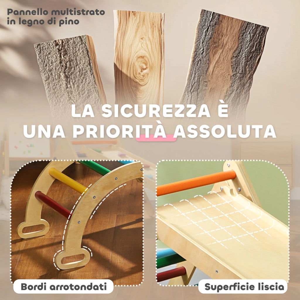 Gioco per Bambini 5 in 1 Triangolo e Arco Montessori Rampa per Arrampicata