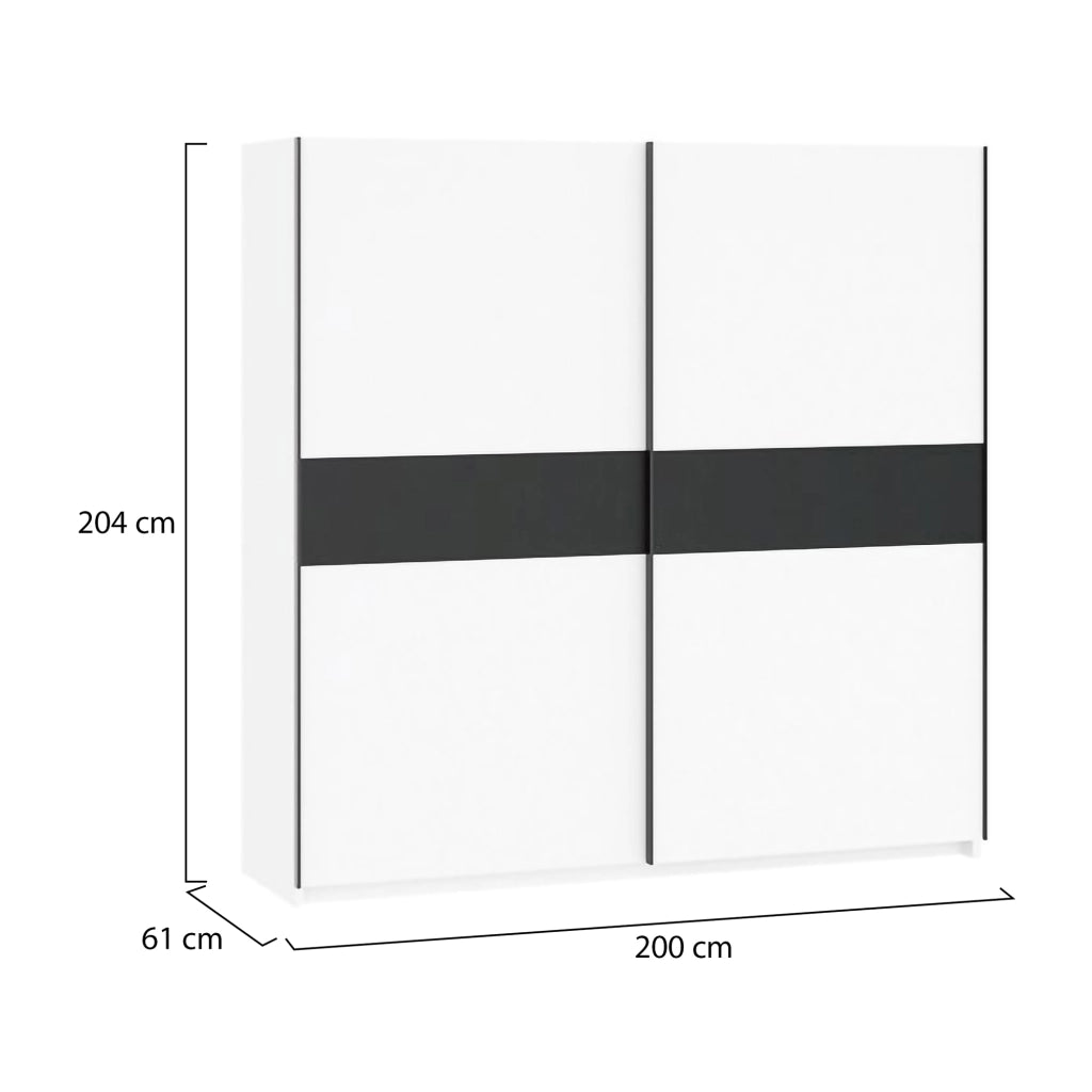 Armadio Camera da Letto Nalika, Guardaroba 2 Ante 2 Ripiani, 200x204h cm Bianco
