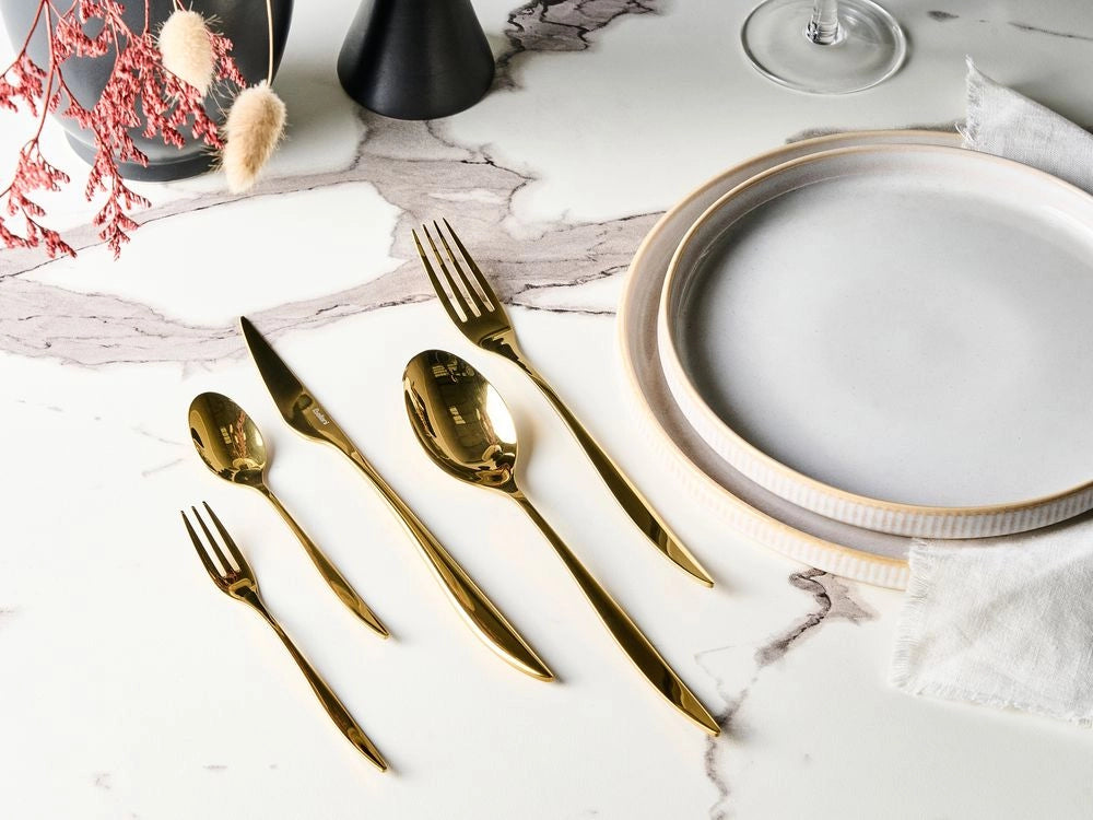 Set di posate in acciaio inossidabile oro 30 pezzi per ogni occasione Coltello Cucchiaio Forchetta Cucchiaino Forchetta da torta Design moderno