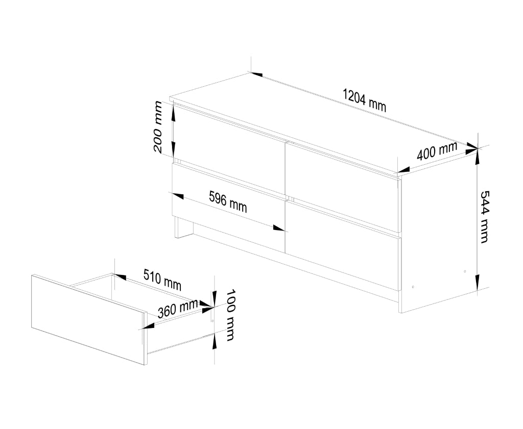 Cassettiera AKORD K120 Quercia Artisan 120 cm 4 cassetti 120x40x55 cm