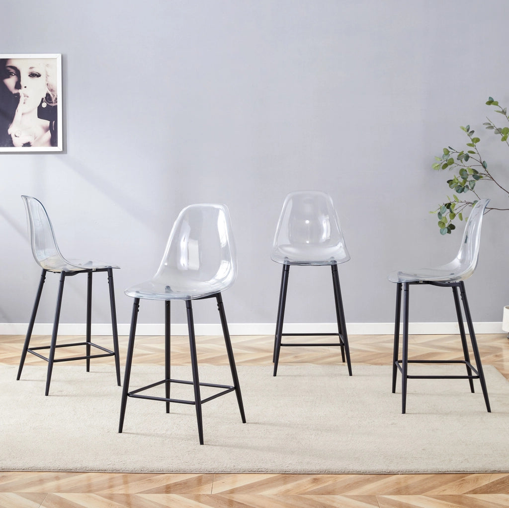 Sgabelli da bar trasparenti set da 4 68,5 x 48 x 47 cm plastica nera