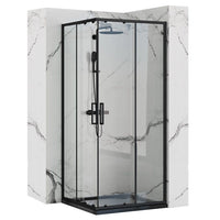 Cabina Doccia Rea Punto Black 90x90 con piatto doccia Savoy