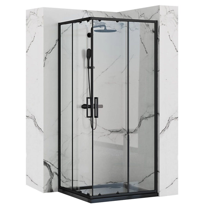 Cabina Doccia Rea Punto Black 90x90 con piatto doccia Savoy