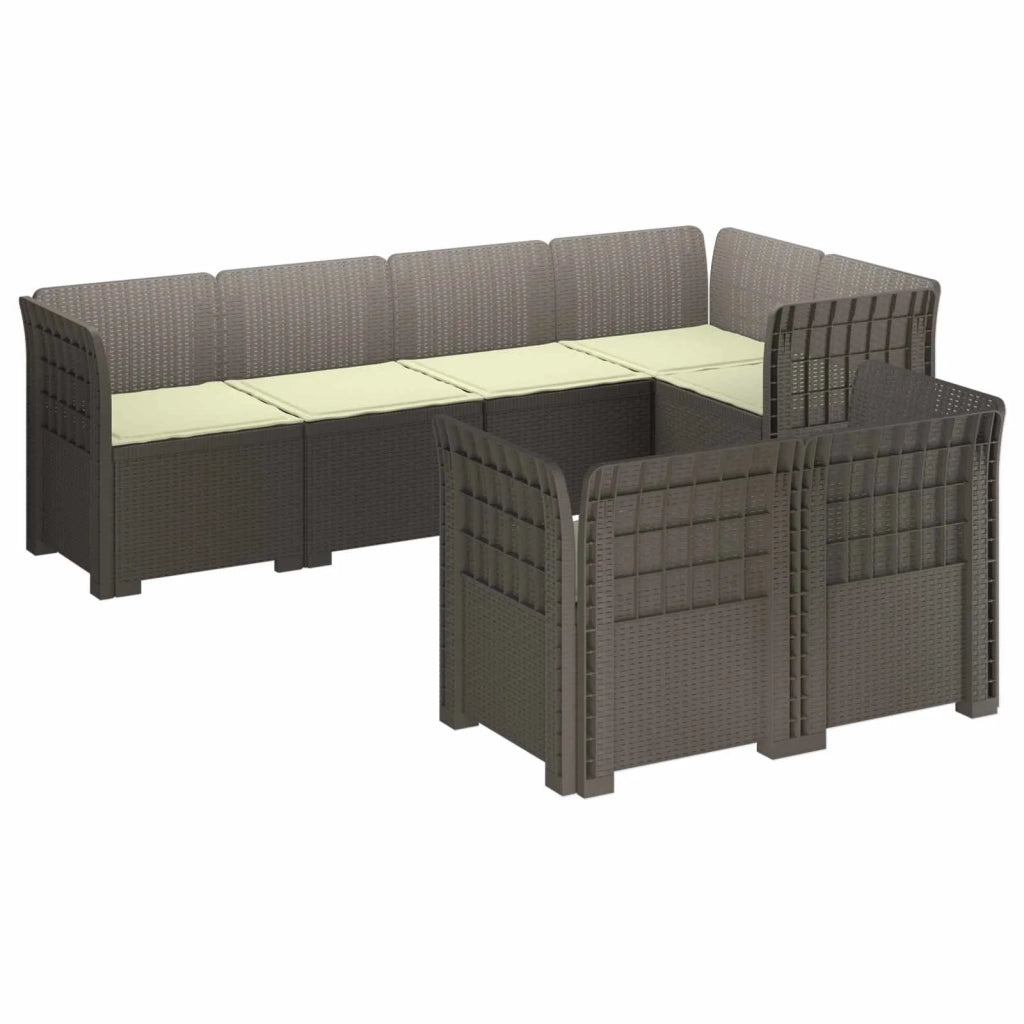 Divano 7 Posti da Giardino con Cuscini Aspetto Rattan PP 3444154