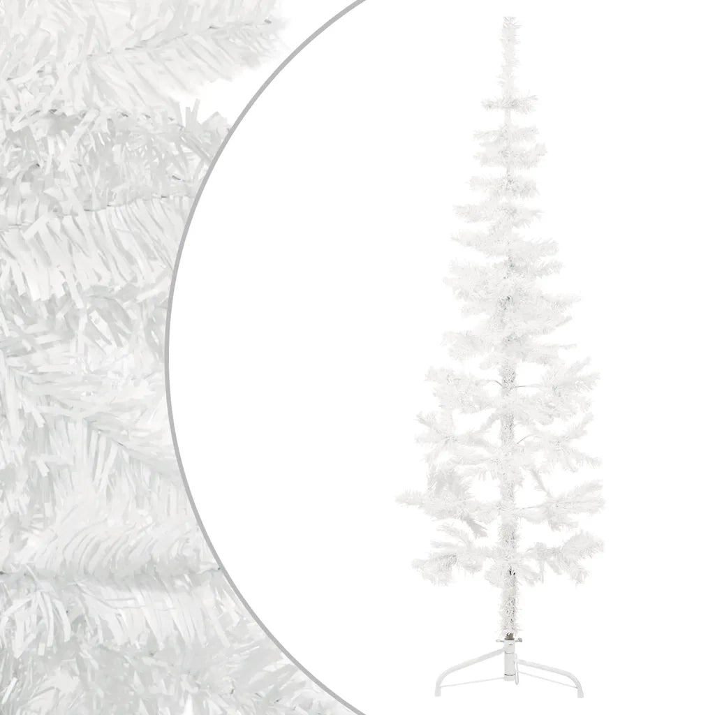 Albero Natale | Decorazioni natalizie Artificiale Sottile a Met¨¤ Supporto Bianco 180 cm