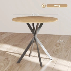 TAVOLO rotondo industriale Ø80 x 75 cm Rovere
