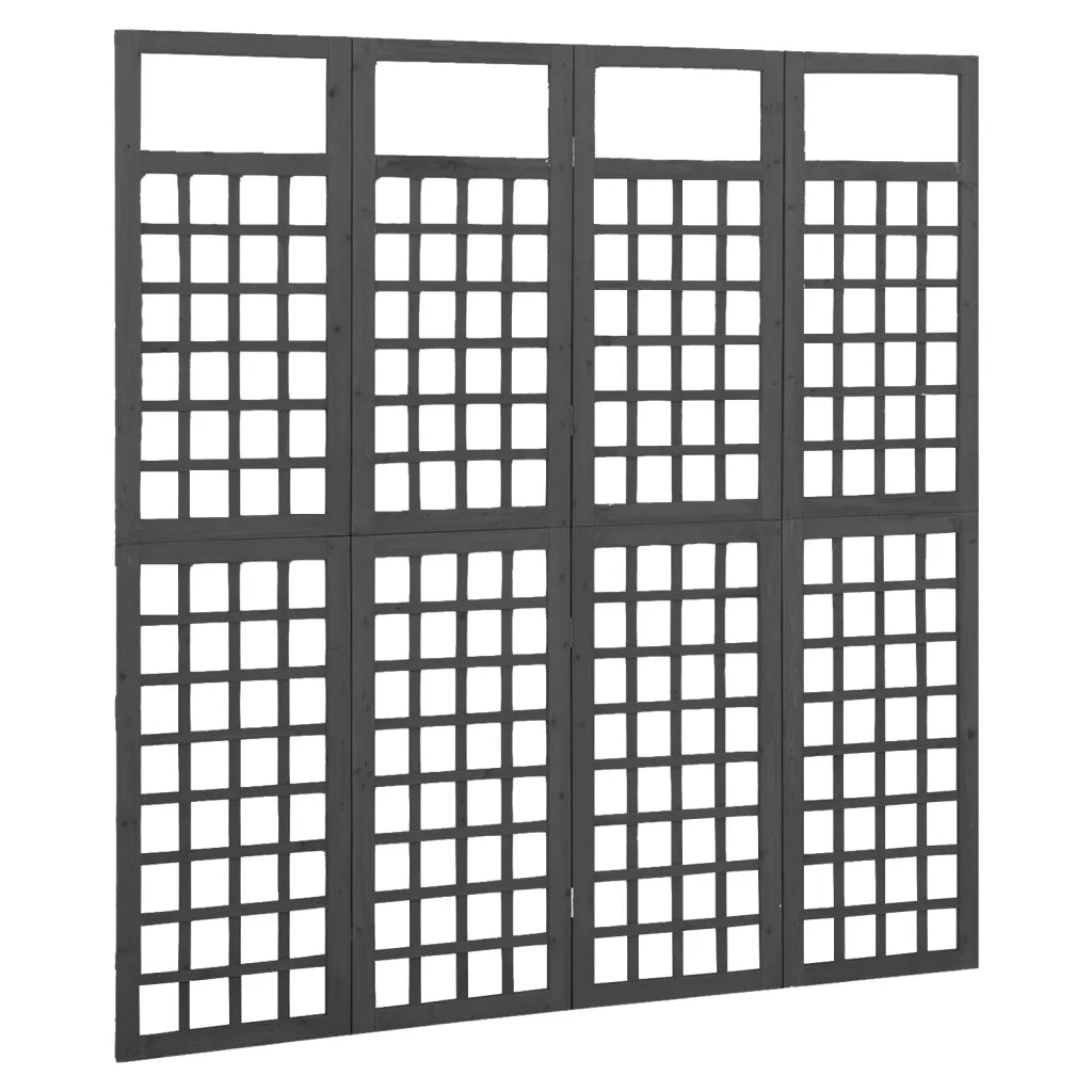 Divisorio a 4 Pannelli Legno Massello di Abete Nero 161x180 cm 316483