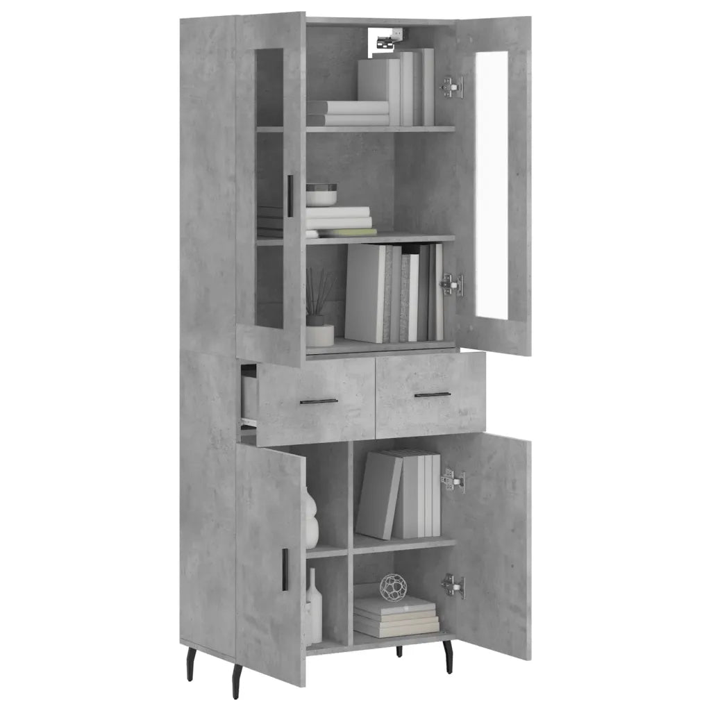 Credenza | Madia | Buffet da pranzo | Armadio da pranzo Grigio Cemento 69,5x34x180 cm in Legno Multistrato